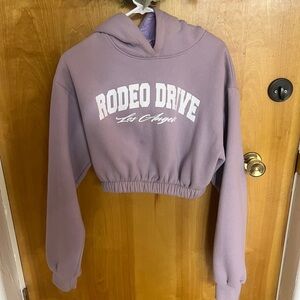 Purple Cropped Hoodie with White Text
